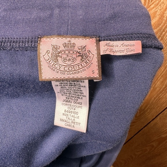 Vintage Juicy Couture Velour Mini Skirt Drawstring Waist Y2K Navy Blue Small - Picture 6 of 7